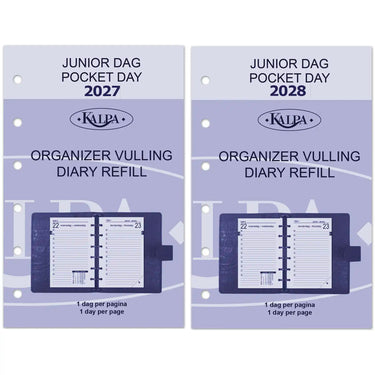 6231-27-28 125 x 80 mm Pocket 6 recharges quotidiennes pour classeurs à anneaux NL EN 2027 2028